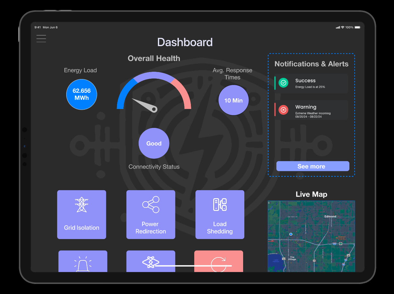Wireframe concept for GridGuardian